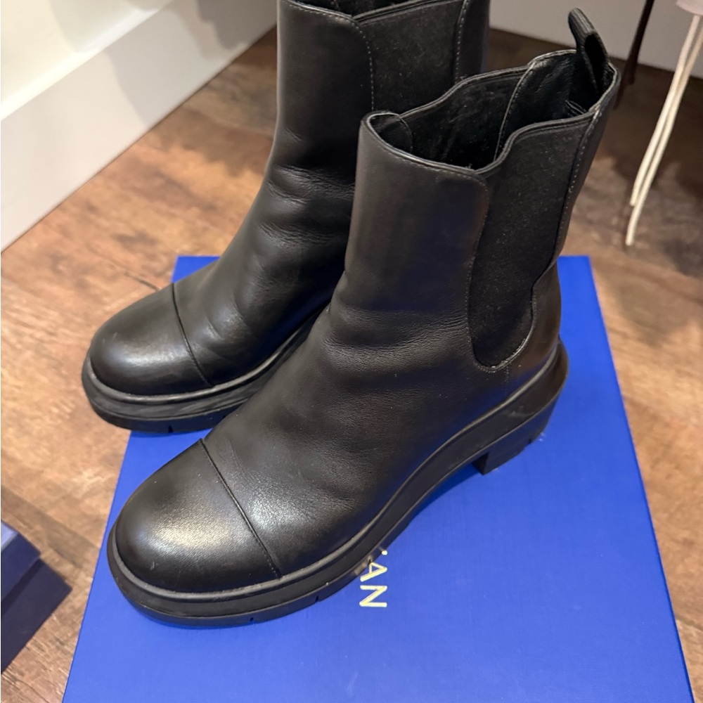 Stuart Weitzman Black Leather Ankle Boots - Picture 4 of 4